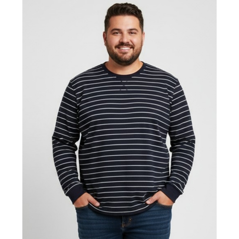 Old Skool Striped Thermal Long sleeve shirt Navy & White Size 2XL